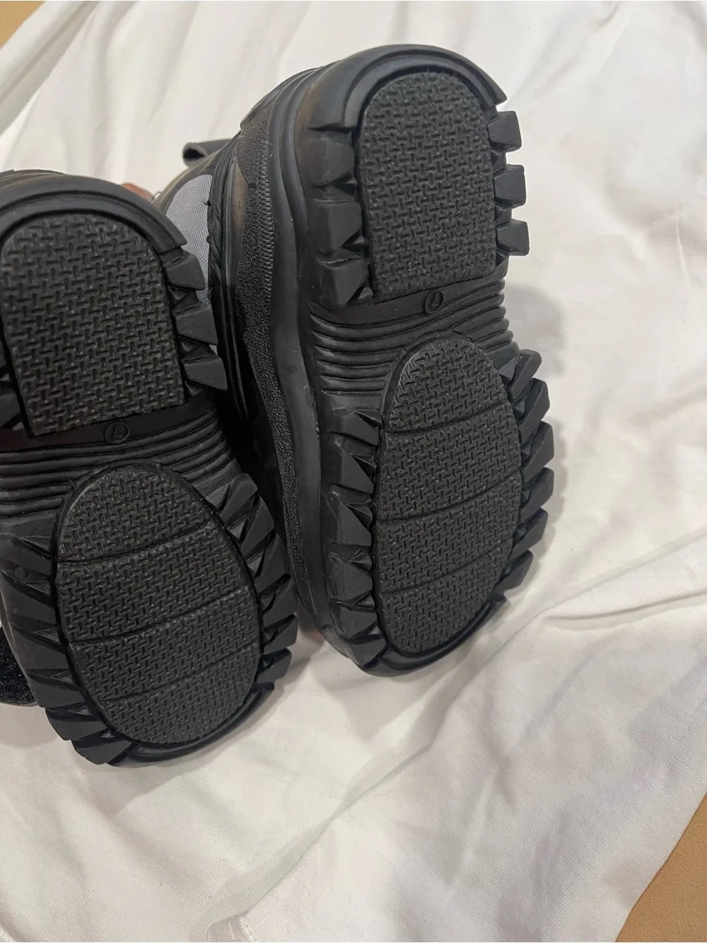 Kids Waterproof Black Snow Boots with Adjustable Strap